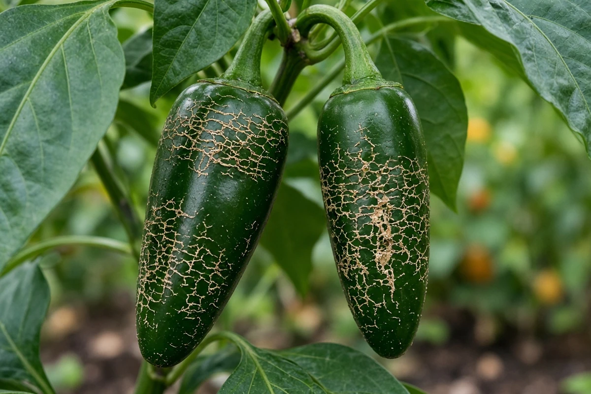 Jalapeno pods with fine corking lines