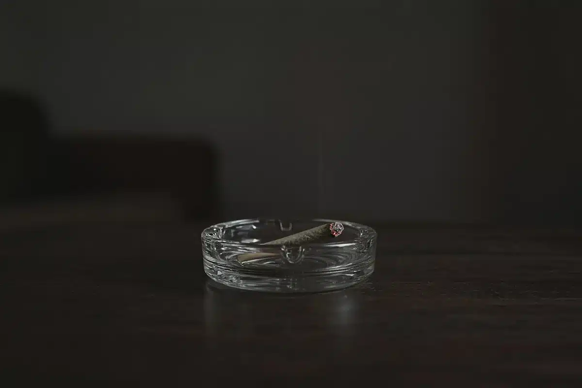 Joint resting in a glass ashtray