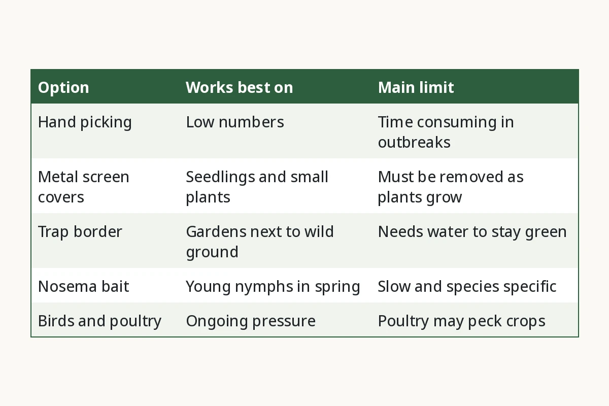 Chart of grasshopper control options and their limits