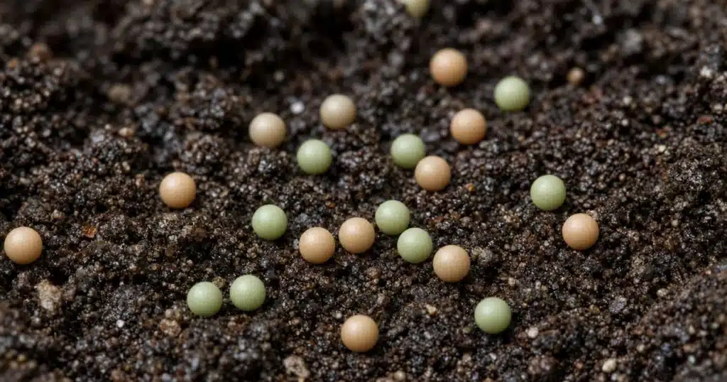 Slow Release Fertilizer for Cannabis: coated prills on potting mix