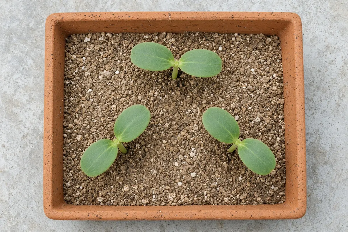 Large zucchini seed leaves