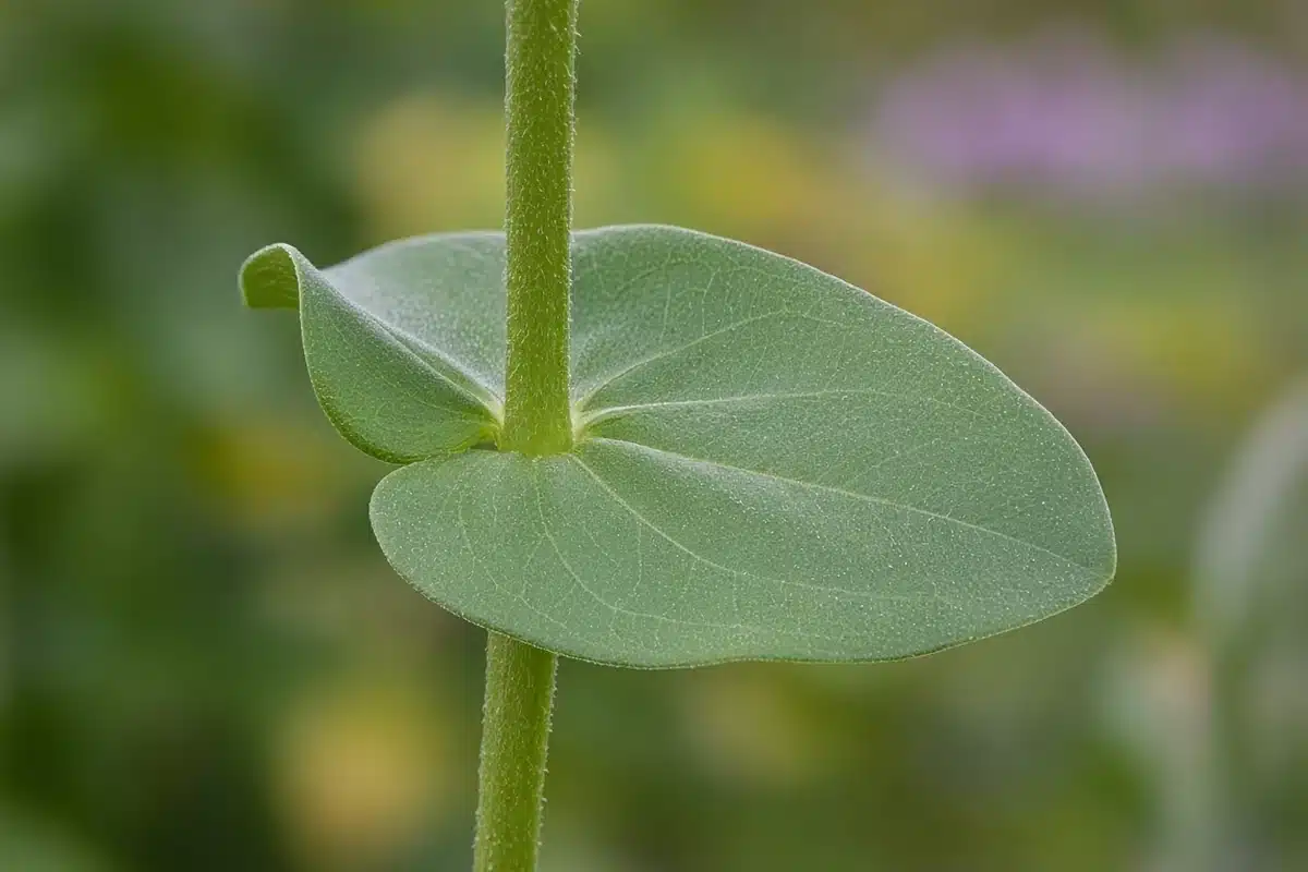 Leaf wrapped around a stem with no leaf stalk