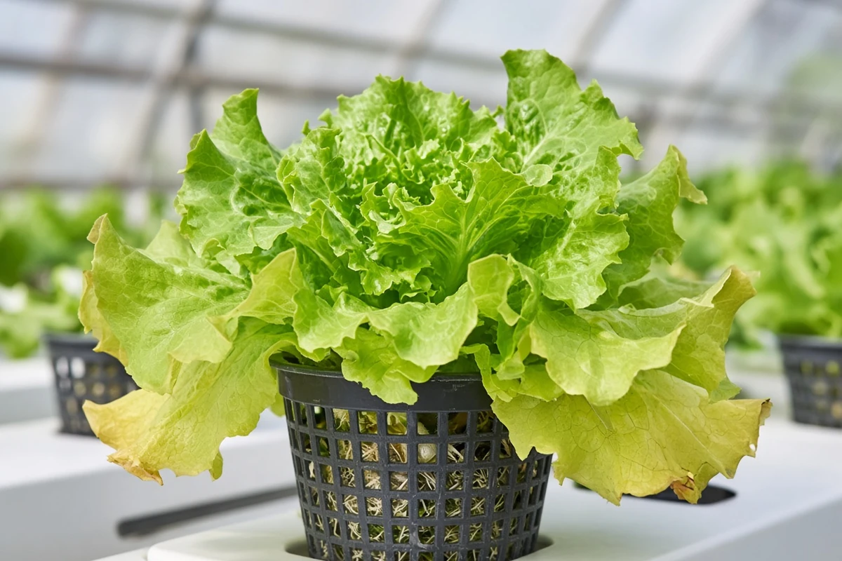 Lettuce plant with yellow outer leaves