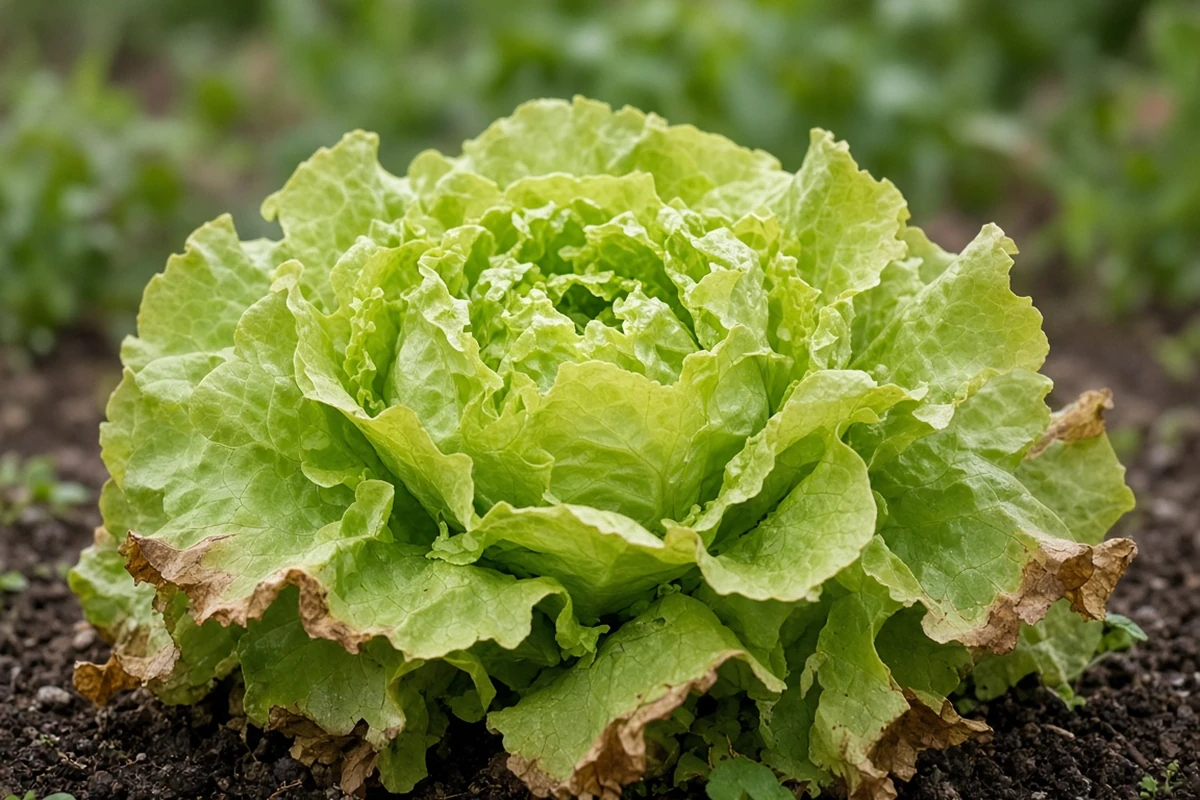 Lettuce with brown leaf tips