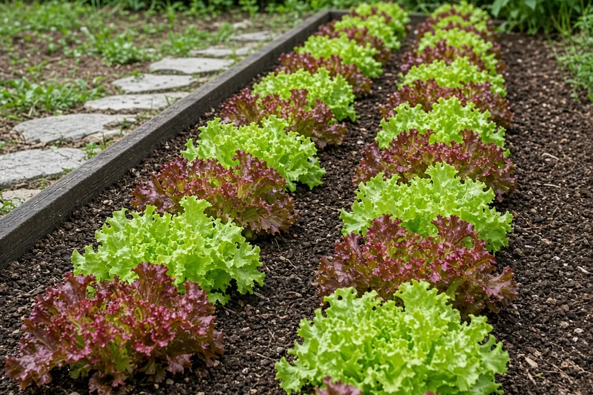 Loose leaf lettuce row