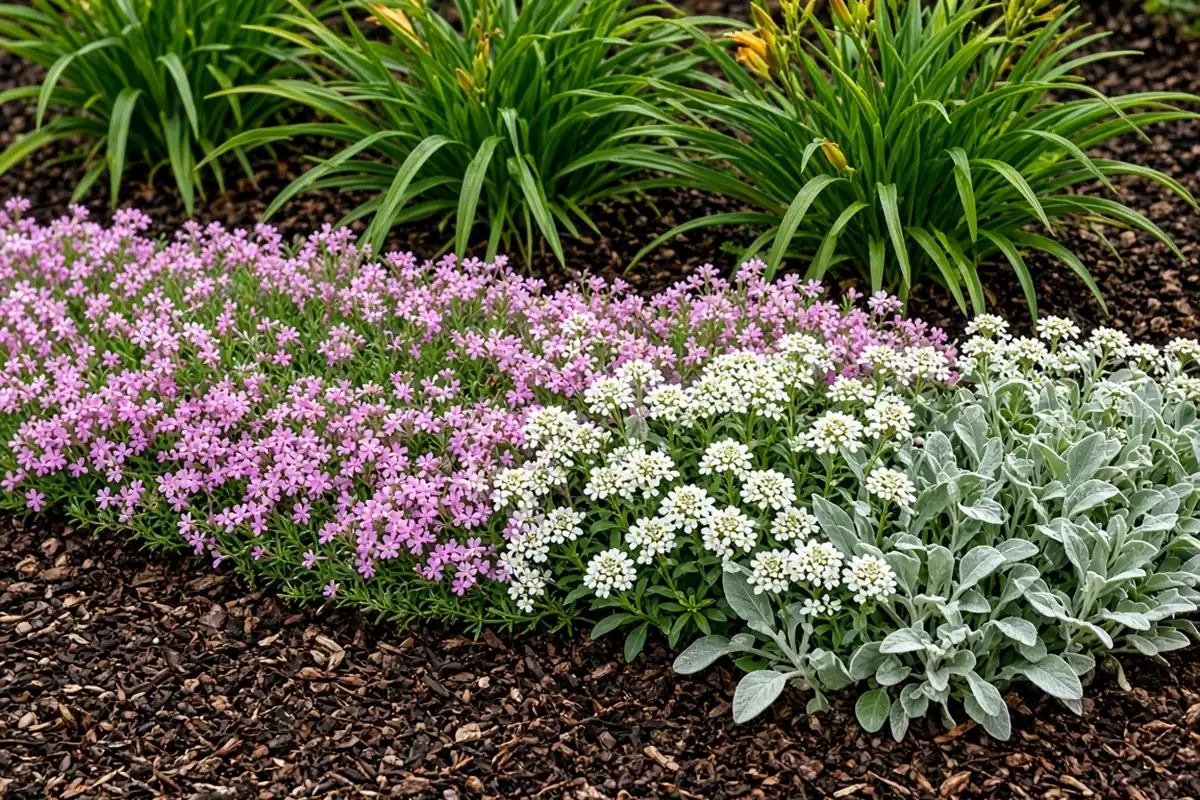 Low perennials at the front of a bed