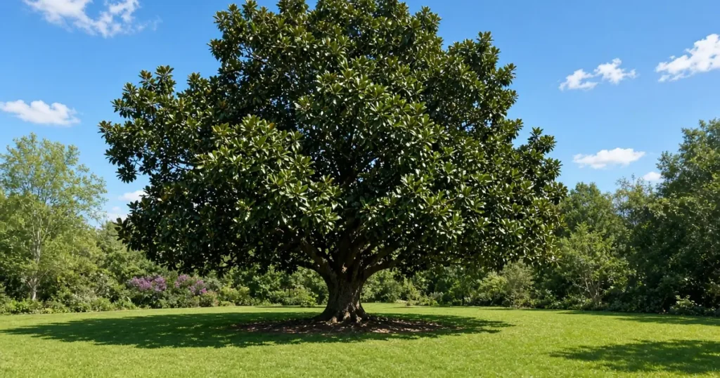 Magnolia tree in a sunny yard