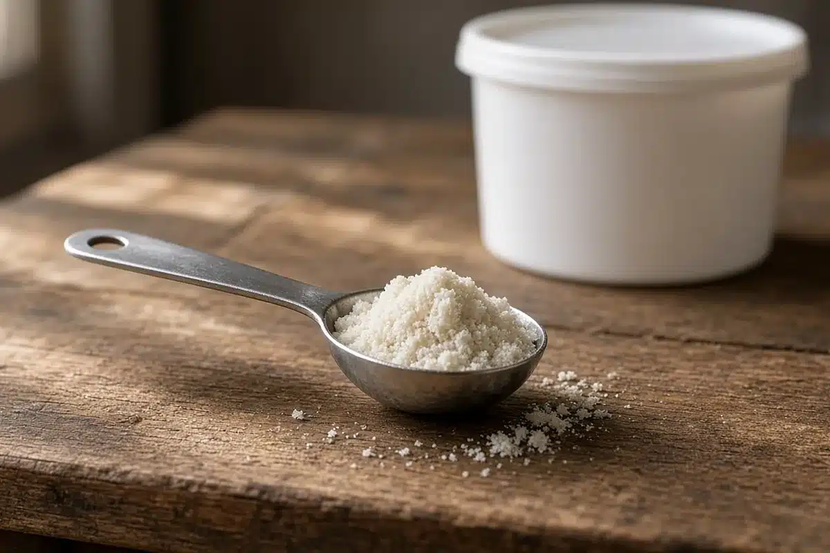 Mineral nutrient powder with a measuring spoon
