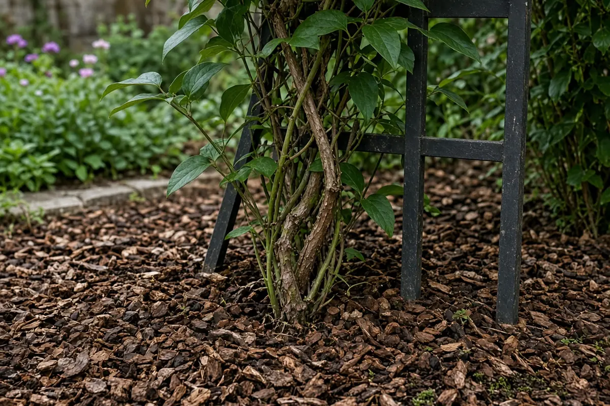 Mulched clematis base