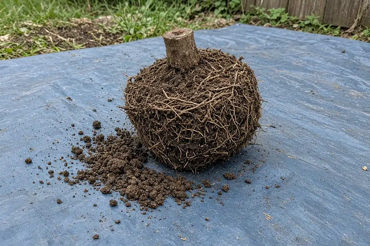 Old cannabis root ball removed from soil