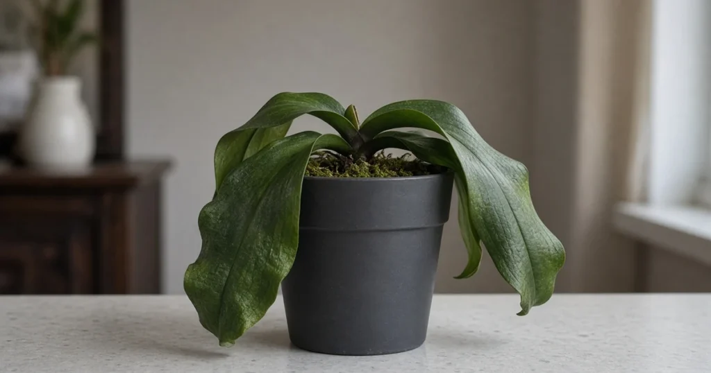 Moth orchid with limp wrinkled leaves