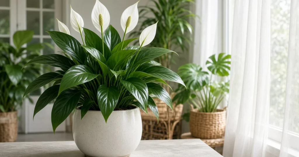 Peace lily in bright indirect light