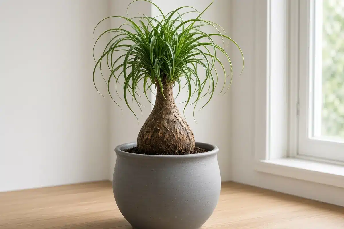 Ponytail palm with a round swollen trunk base