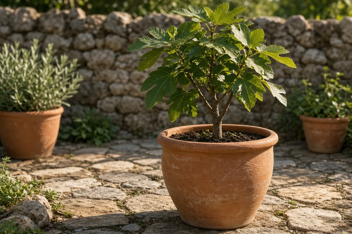Potted fig tree on a patio
