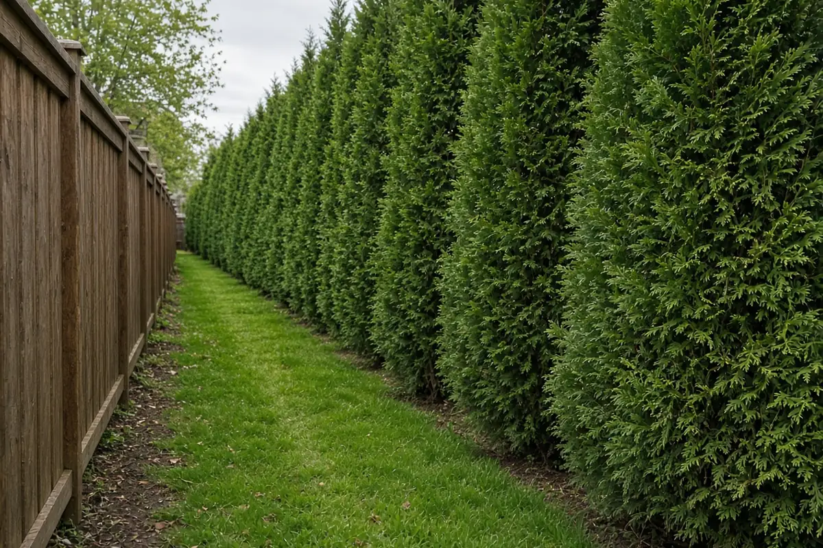Privacy shrubs along a side yard