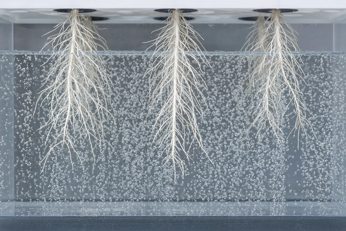 Reservoir with roots above an even bubble curtain