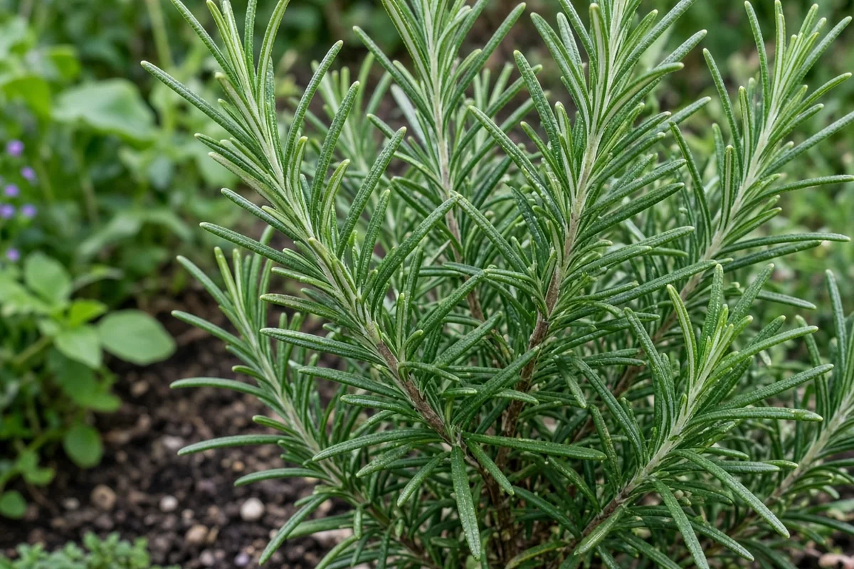 Rosemary shrub with needle like leaves