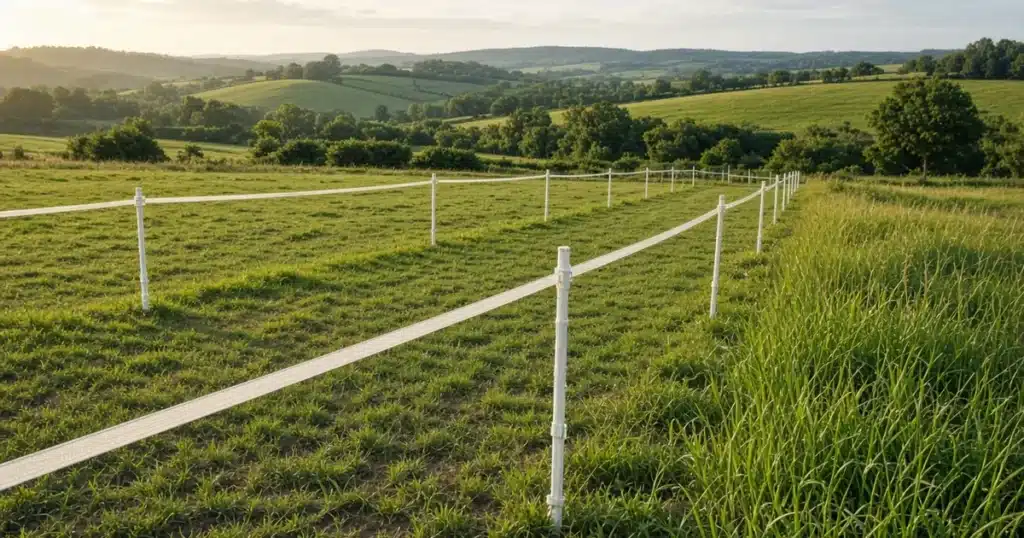 Small pasture divided by temporary electric fence