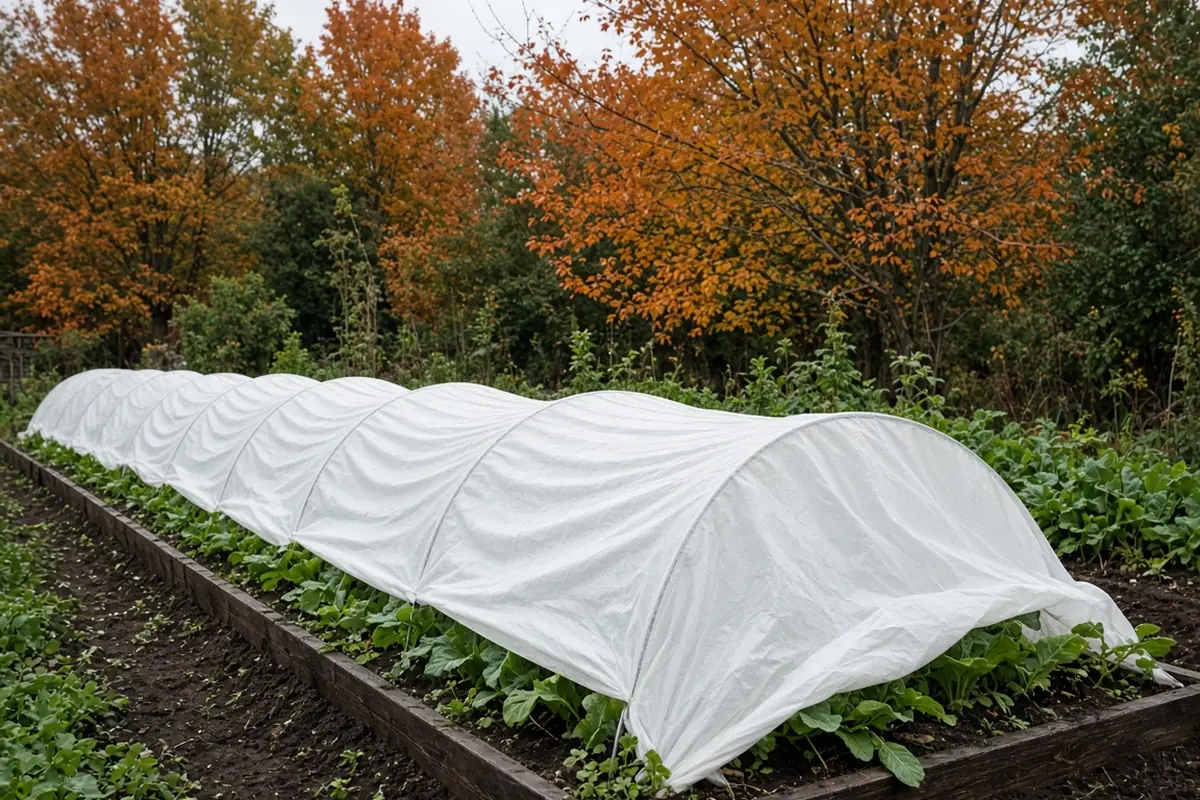 Row cover over fall crops