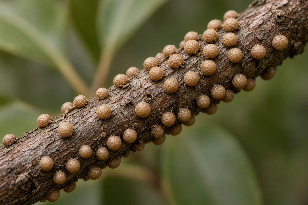 Scale insects on a magnolia twig