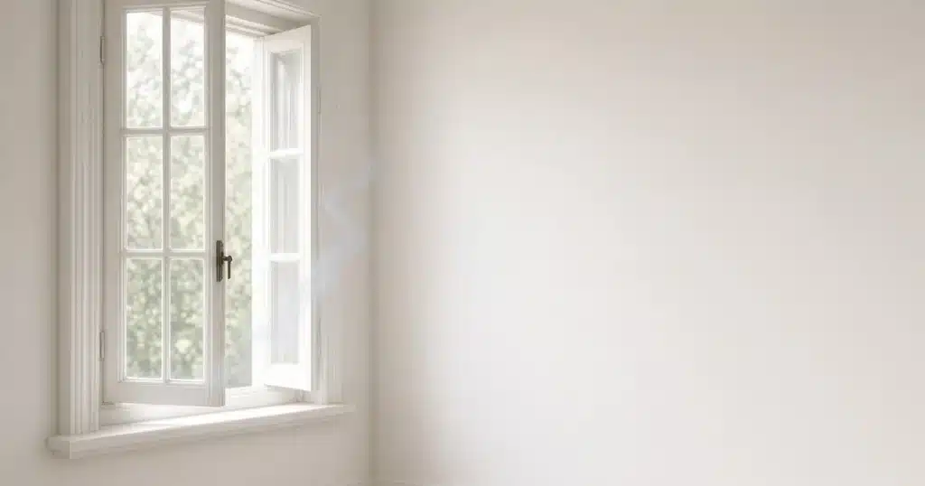Smoke drifting near an open window