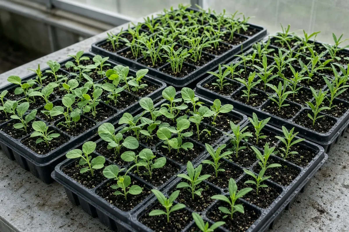 Seed trays of cool season annuals