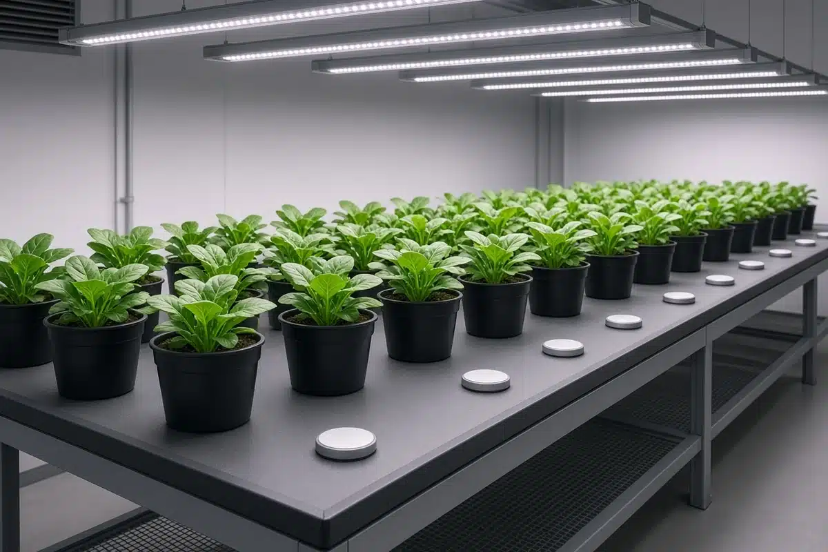 Sensor readings taken across a grow bench