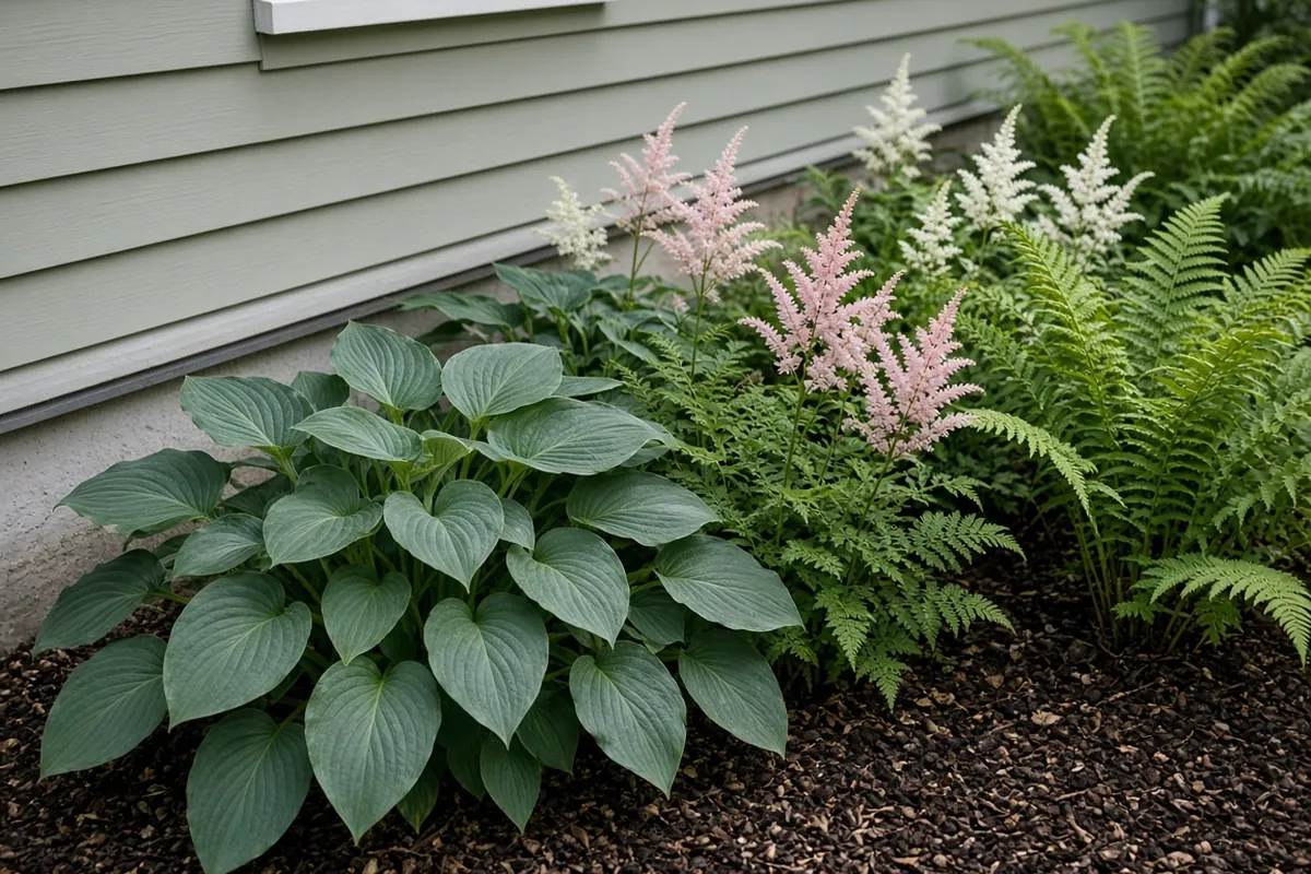 Shade plants along a house wall
