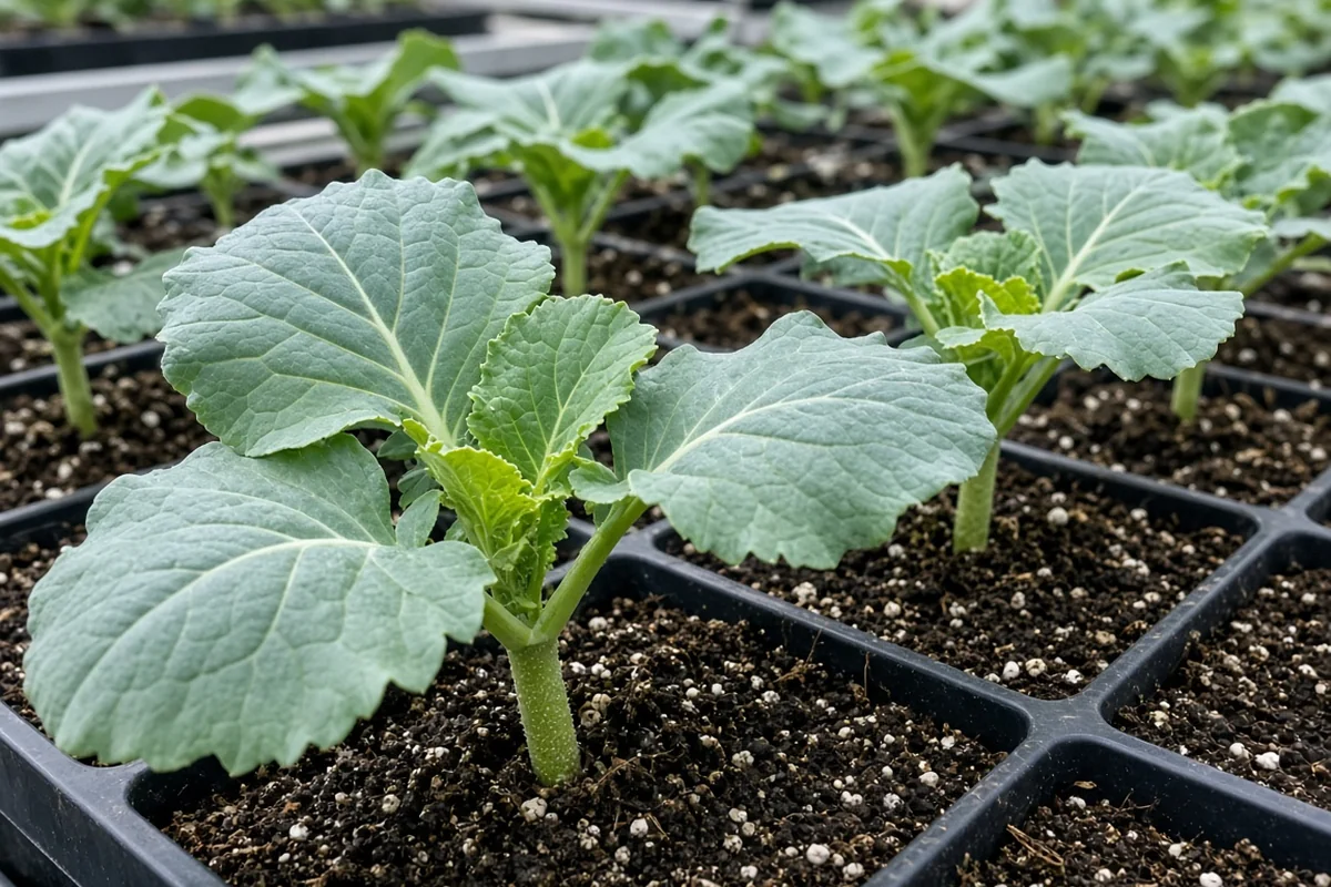 Short sturdy brassica seedlings