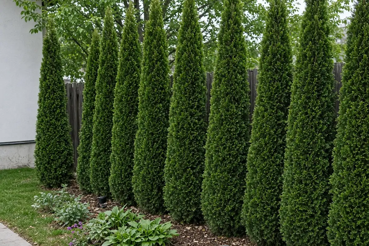 Slim privacy screen with plants