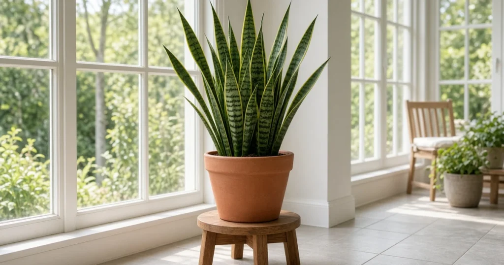 Snake plant in a terracotta pot