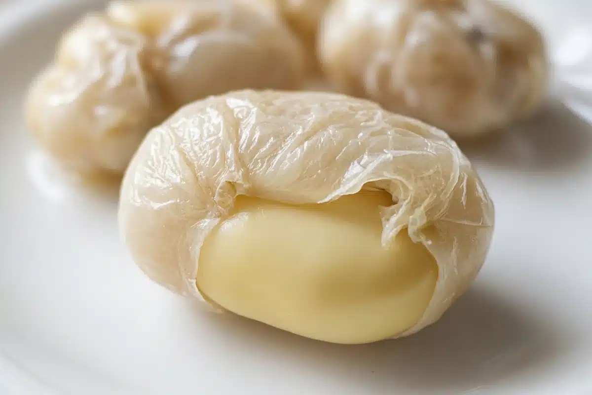Soaked bean seed with the coat partly peeled