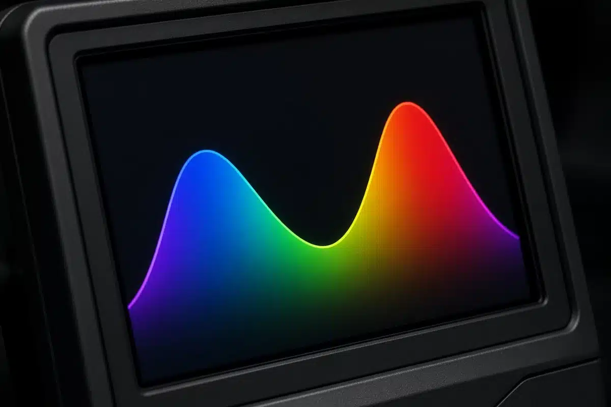 Spectral chart displayed on a meter screen