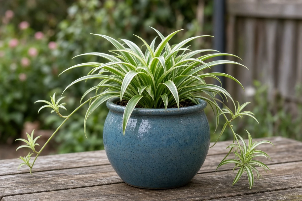 Spider plant in a snug pot