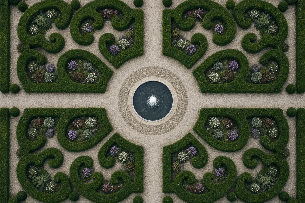 Symmetrical garden layout seen from above