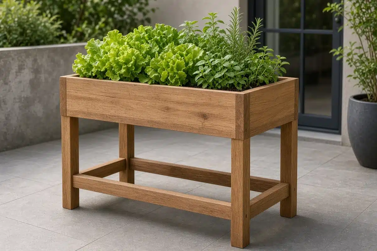 Table style planter with open space below