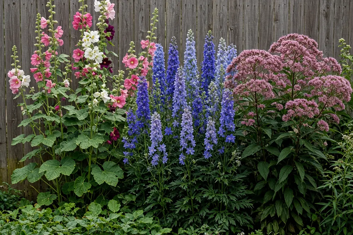 Tall perennials at the back of a border