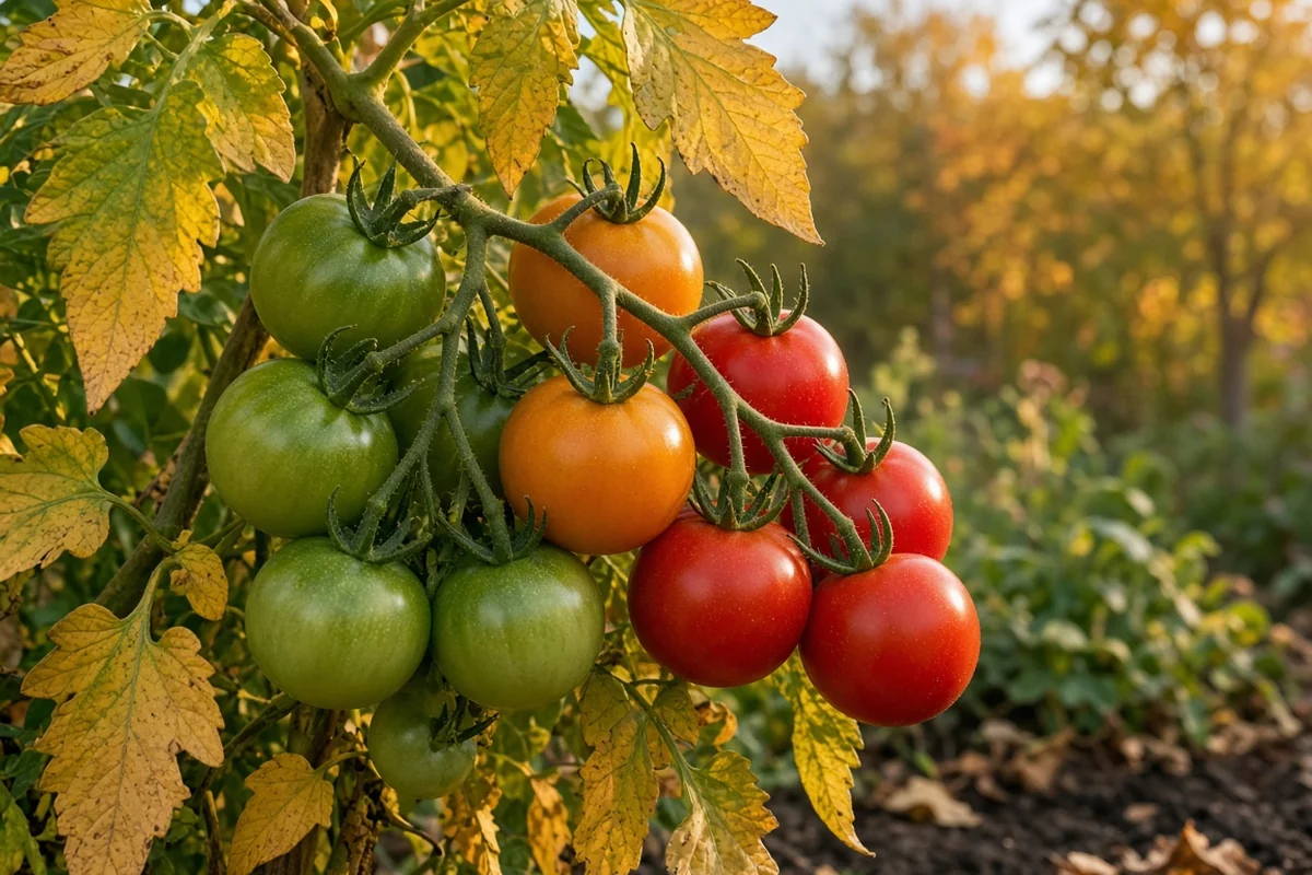 Tomatoes ripening on the vine