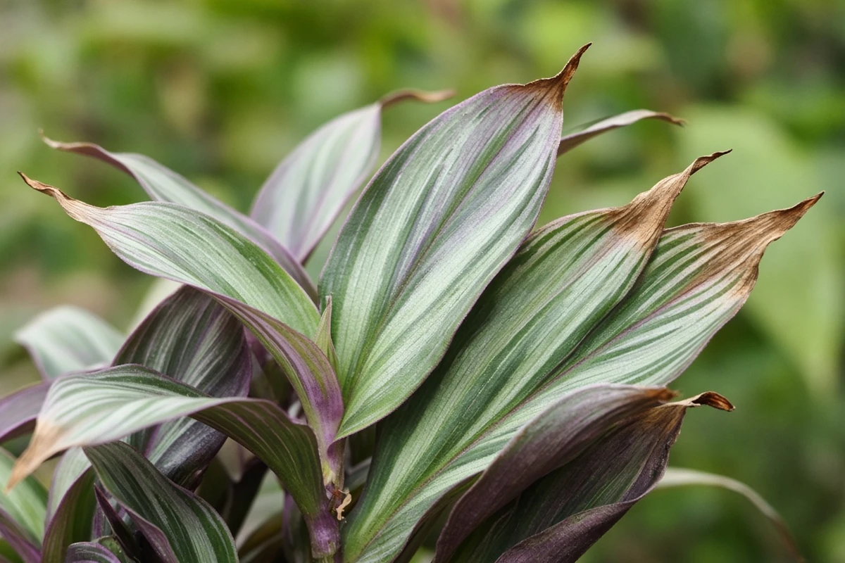 Tradescantia leaves with brown tips
