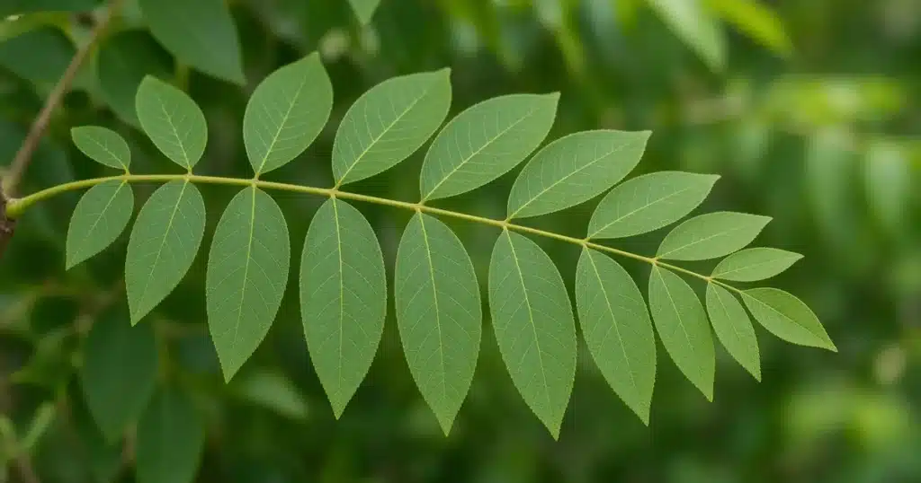 Pinnate compound leaf with leaflets along a central stalk