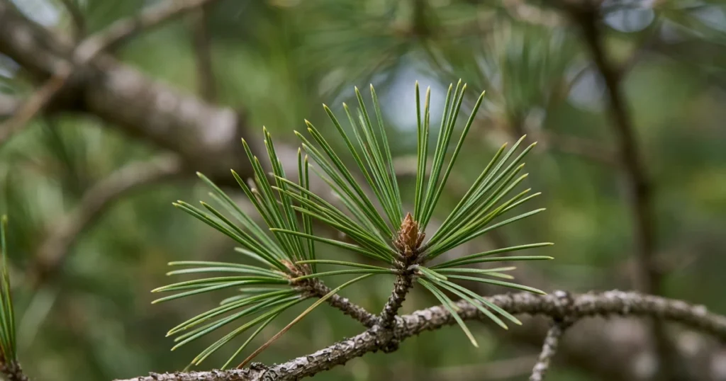 Pine branch with needles growing in bundles