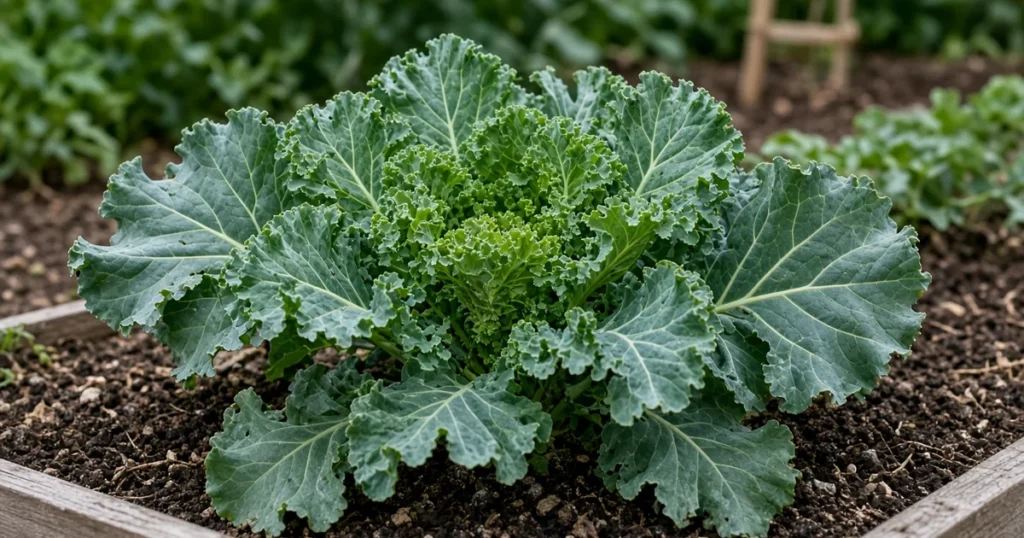 Kale plant with large outer leaves