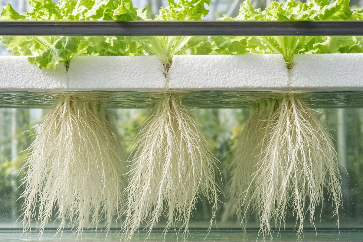 White lettuce roots in water