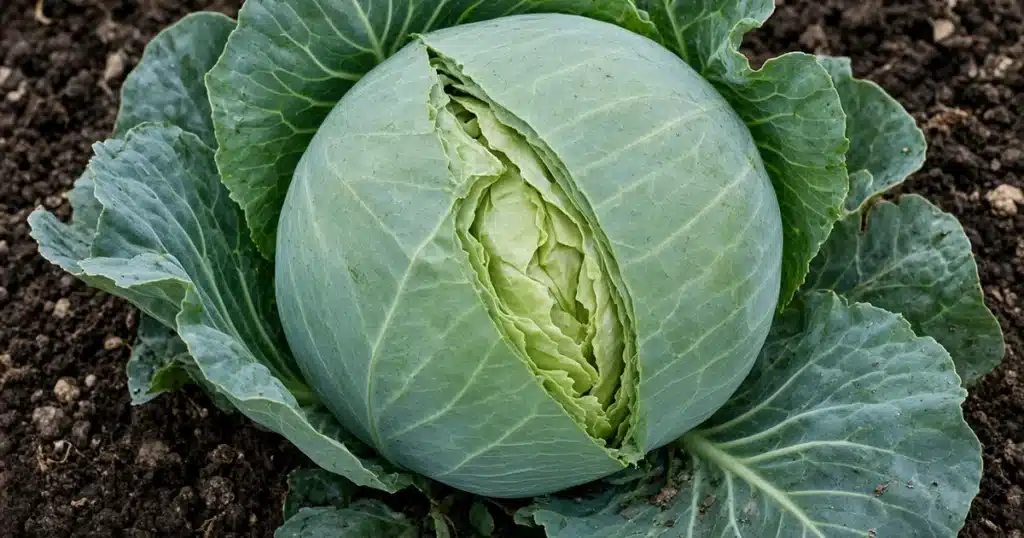 Cabbage head with a split across the top