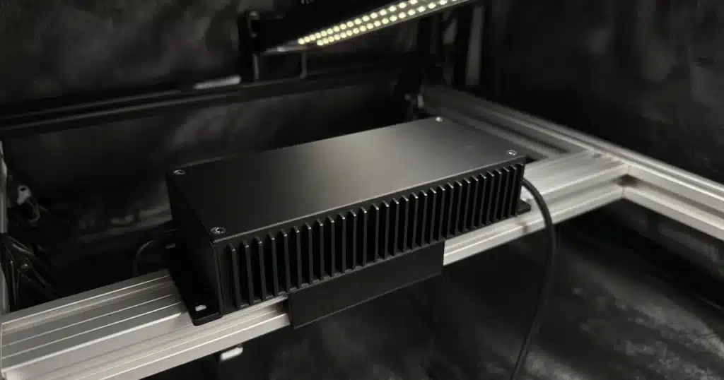 LED driver mounted on a grow light frame