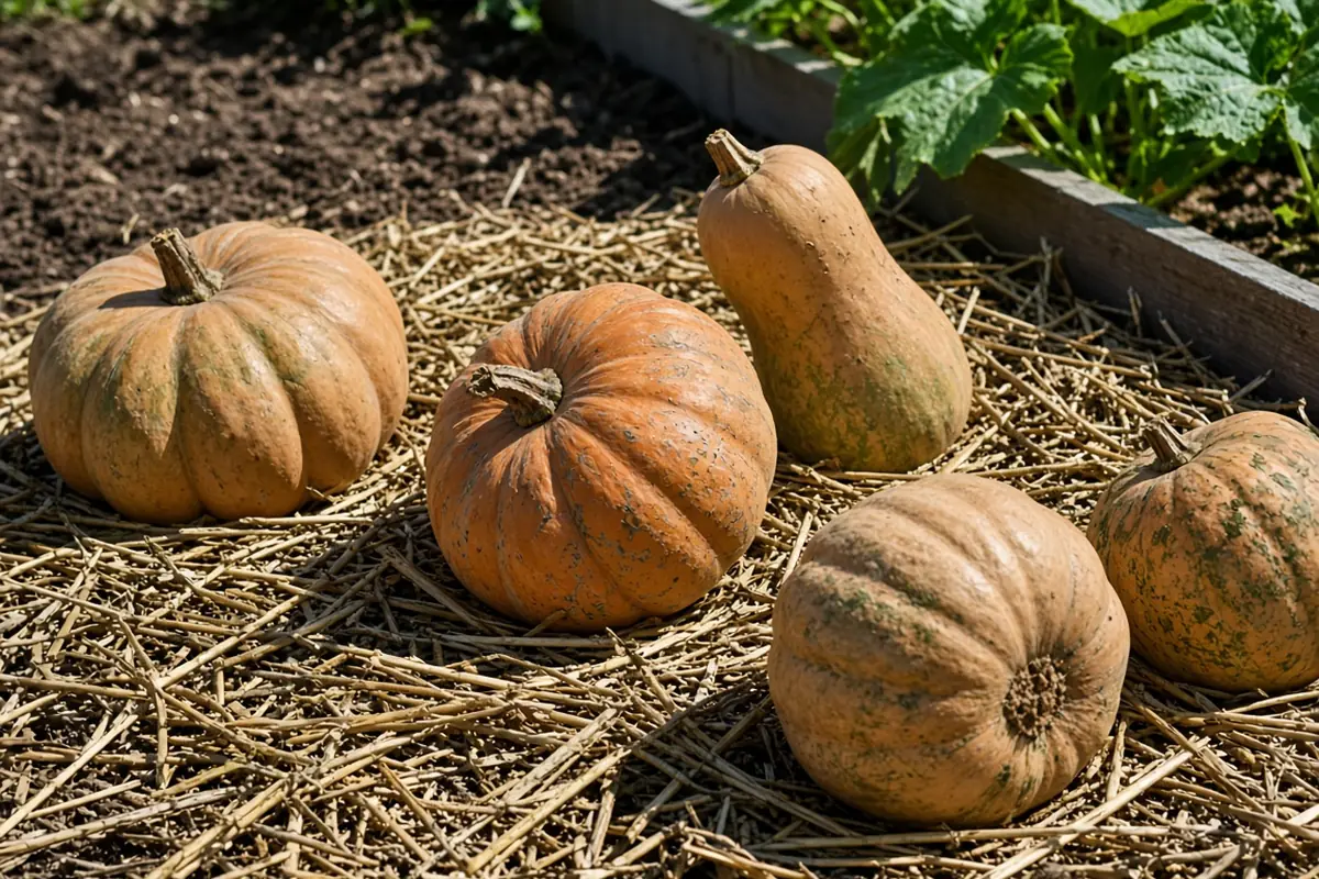 Winter squash curing in the sun