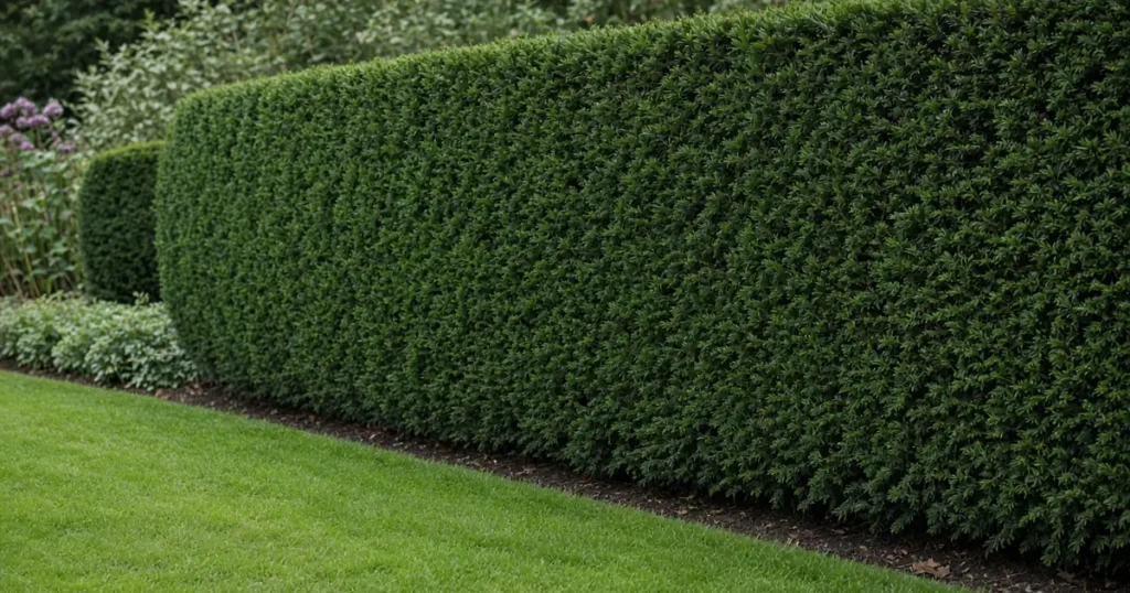 Clipped yew hedge with dark needles