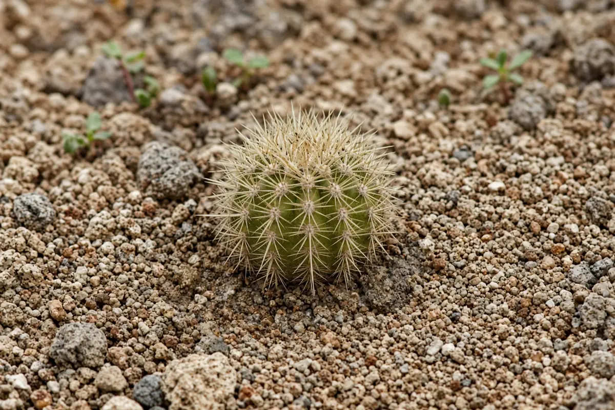 Young cactus set in gritty soil