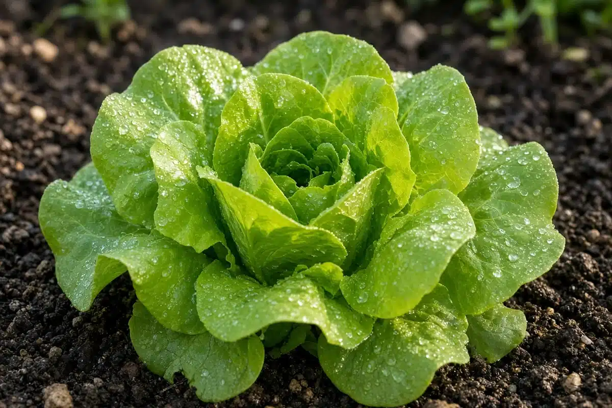 Young lettuce leaves ready to harvest