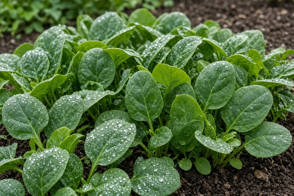 Young spinach leaves ready to harvest